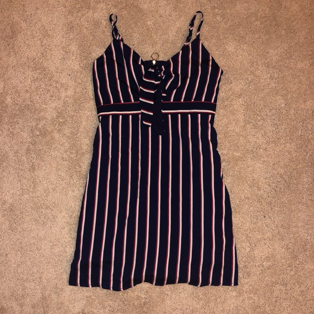 Navy/Red/White Striped Mini Dress